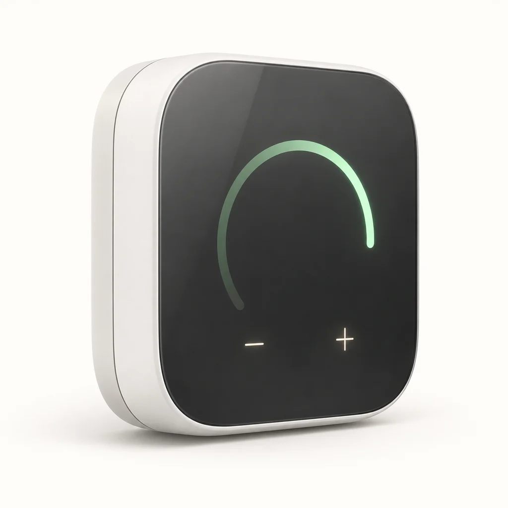 Illustration of a thermostat and room control device