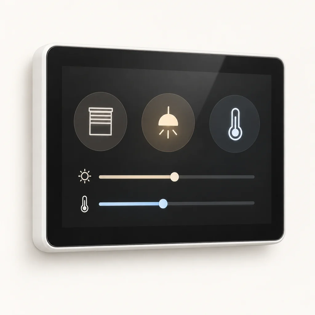 Illustration of a room touchscreen control panel